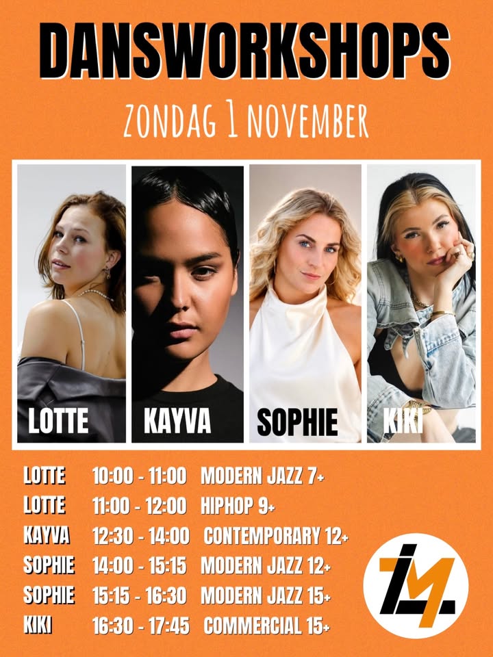 🧡WORKSHOPDAG 1 NOVEMBER🧡Het is al bijna zo ver dus schrijf je snel in! Onze workshopdag is weer gevuld met onwijs leuke en goed getrainde docenten. Ze zullen zorgen voor een energieke en leerzame les inclusief toffe choreo! Ben jij ready?🔥Inschrijven kan via de leden app! Geen lid van i-Movement? Stuur dan een mailtje naar info@dc-im.nl !✨